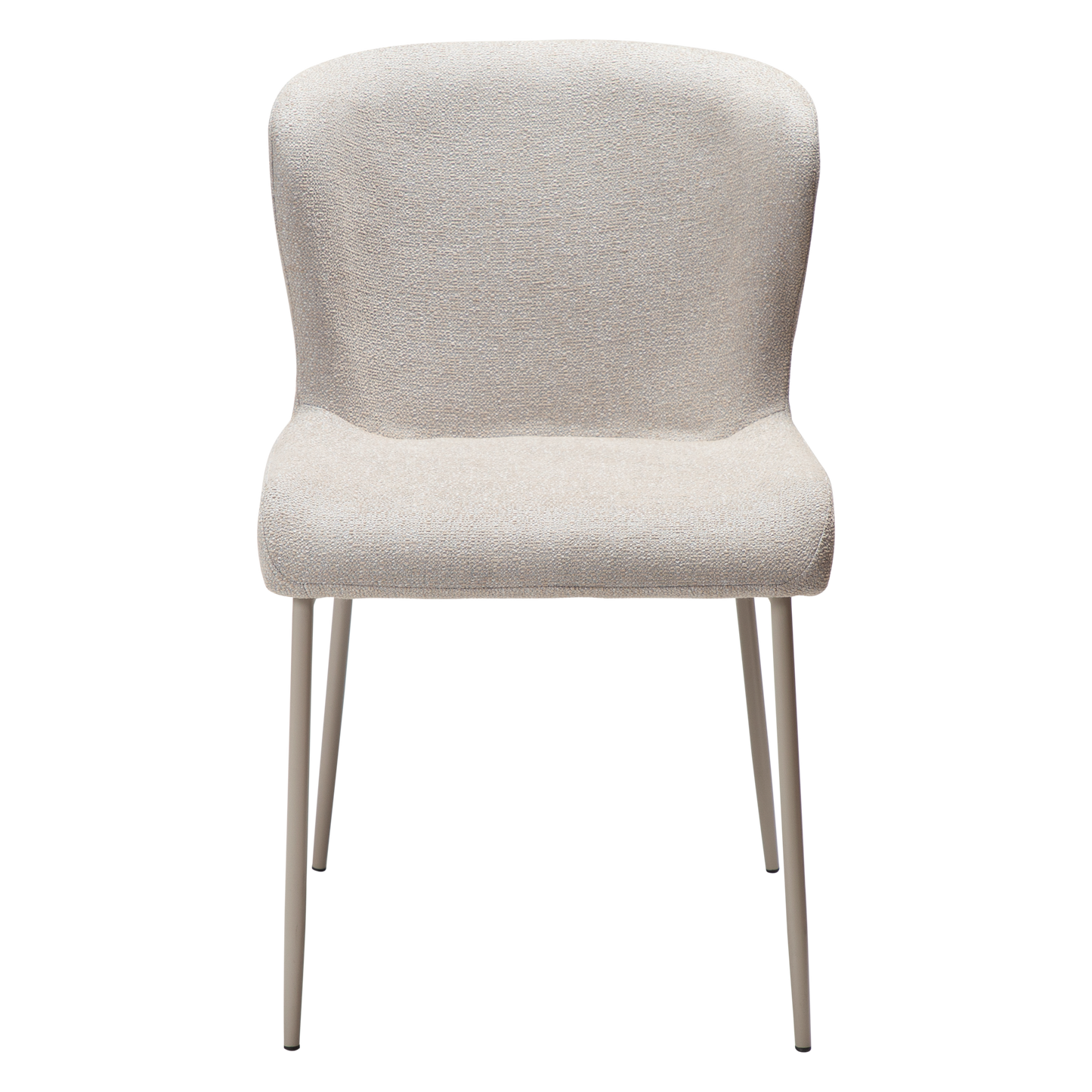 ANNA dining chair in cashmere bouclé fabric with curved back and matching cashmere legs by AK Interior Living