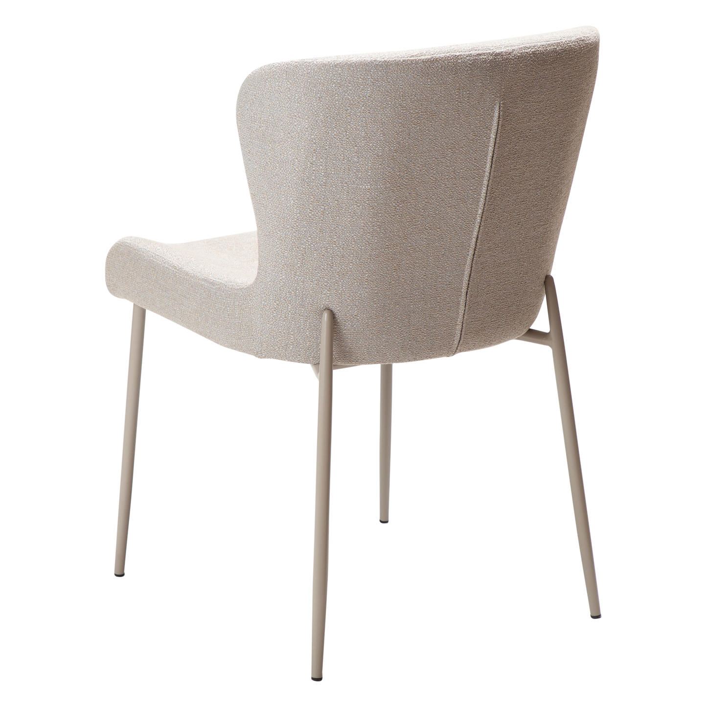 ANNA dining chair in cashmere bouclé fabric with curved back and matching cashmere legs by AK Interior Living
