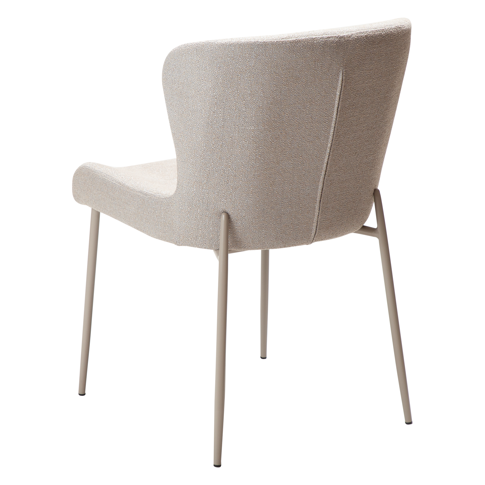 ANNA dining chair in cashmere bouclé fabric with curved back and matching cashmere legs by AK Interior Living