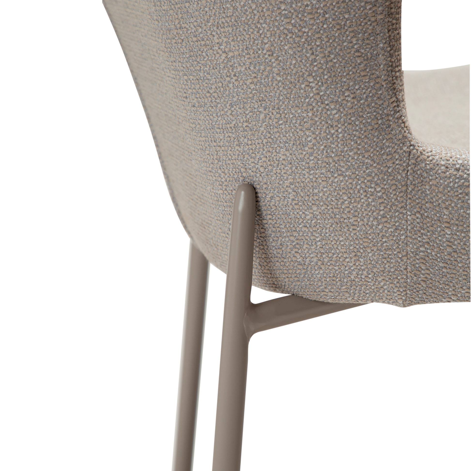ANNA dining chair in cashmere bouclé fabric with curved back and matching cashmere legs by AK Interior Living
