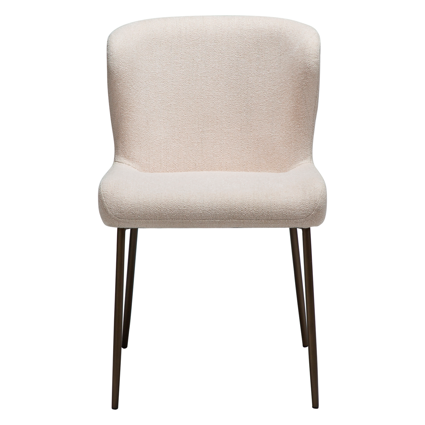 BRI dining chair in Creole pink bouclé fabric with antique brass legs by AK Interior Living