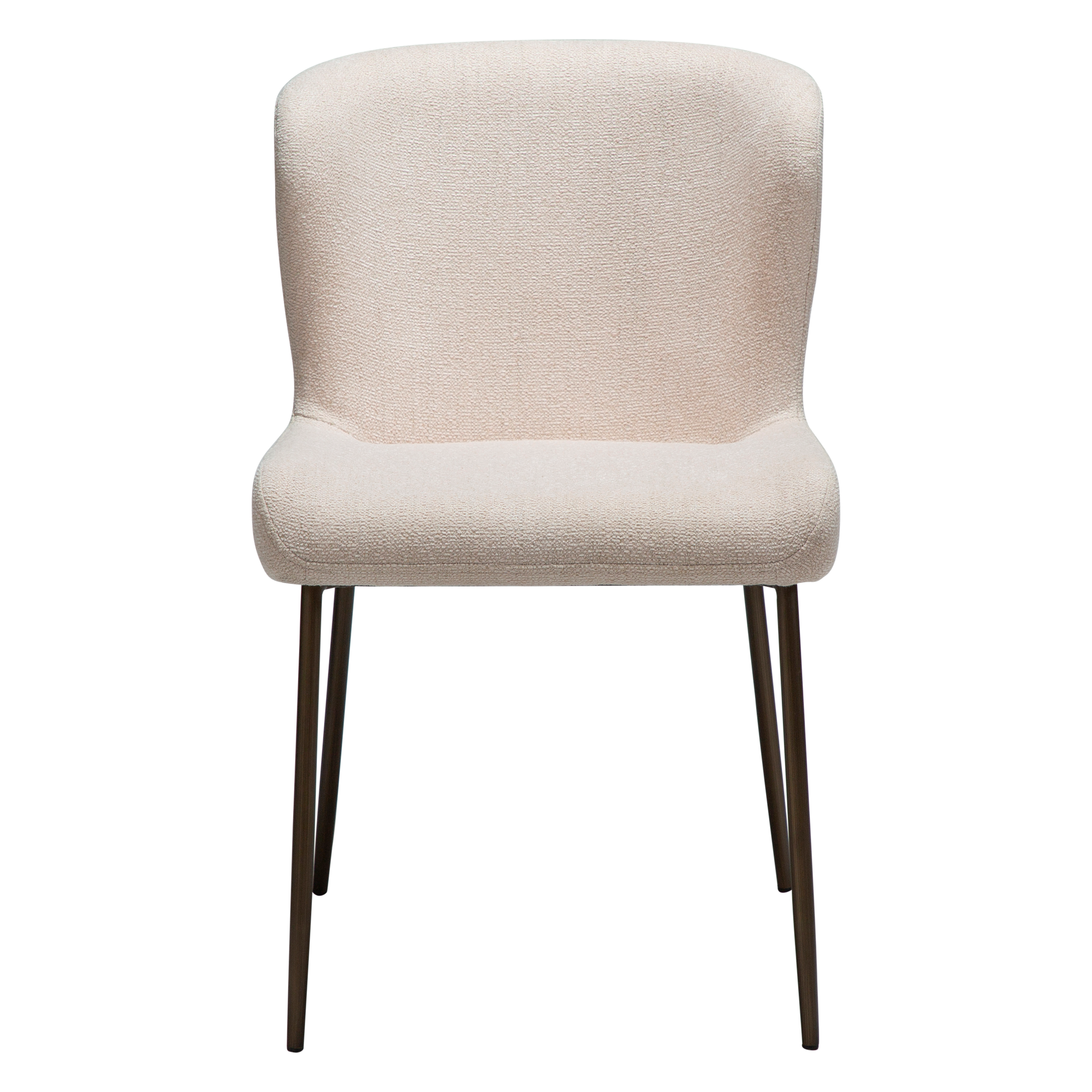 BRI dining chair in Creole pink bouclé fabric with antique brass legs by AK Interior Living