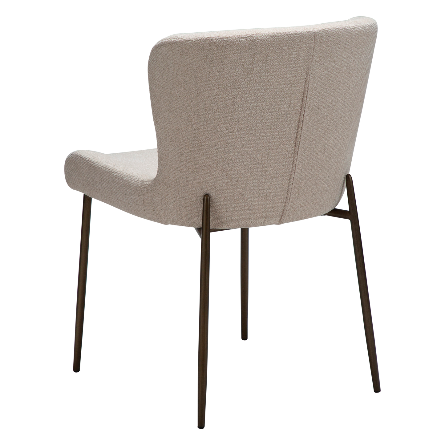 BRI dining chair in Creole pink bouclé fabric with antique brass legs by AK Interior Living