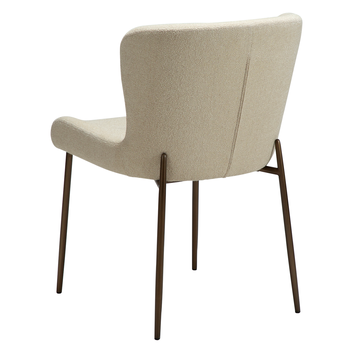 BROOKE dining chair in frosted almond bouclé with shimmer and antique brass legs by AK Interior Living