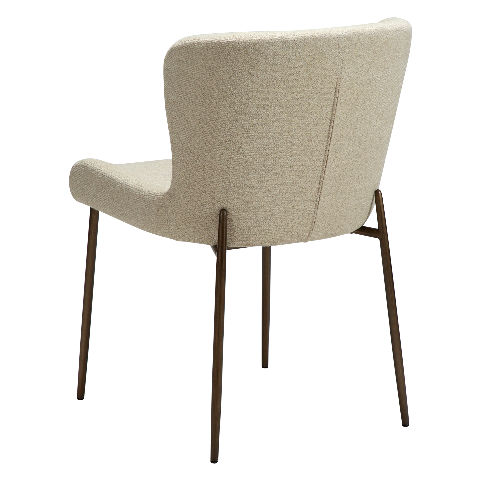 BROOKE dining chair in frosted almond bouclé with shimmer and antique brass legs by AK Interior Living