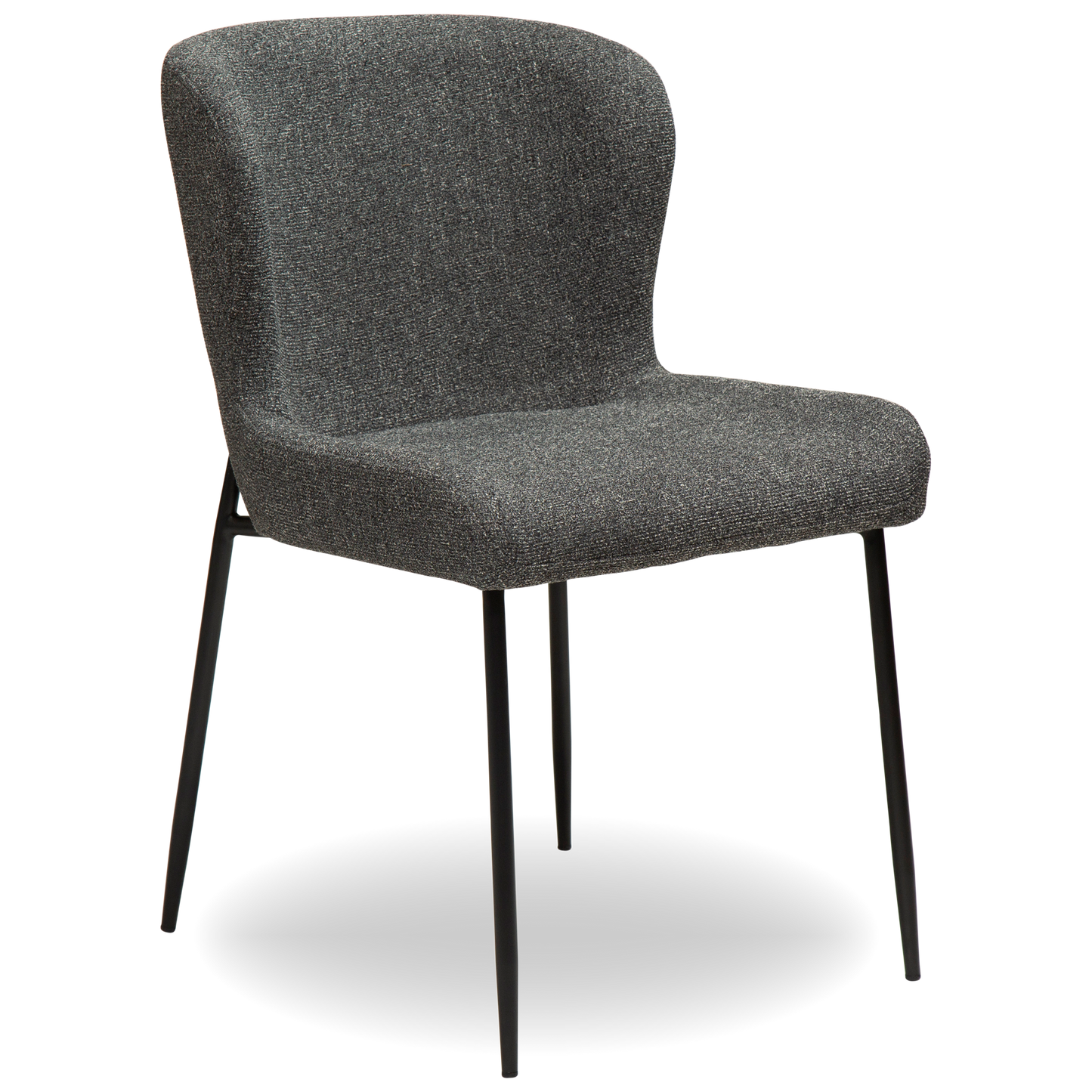 NORA pebble grey bouclé dining chair with black extended legs and curved seat by AK Interior Living