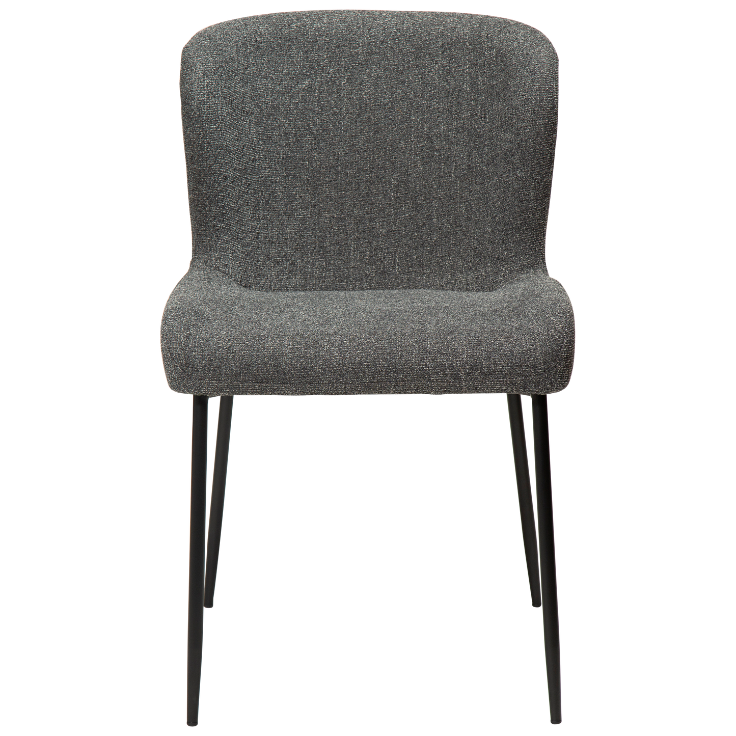 NORA pebble grey bouclé dining chair with black extended legs and curved seat by AK Interior Living