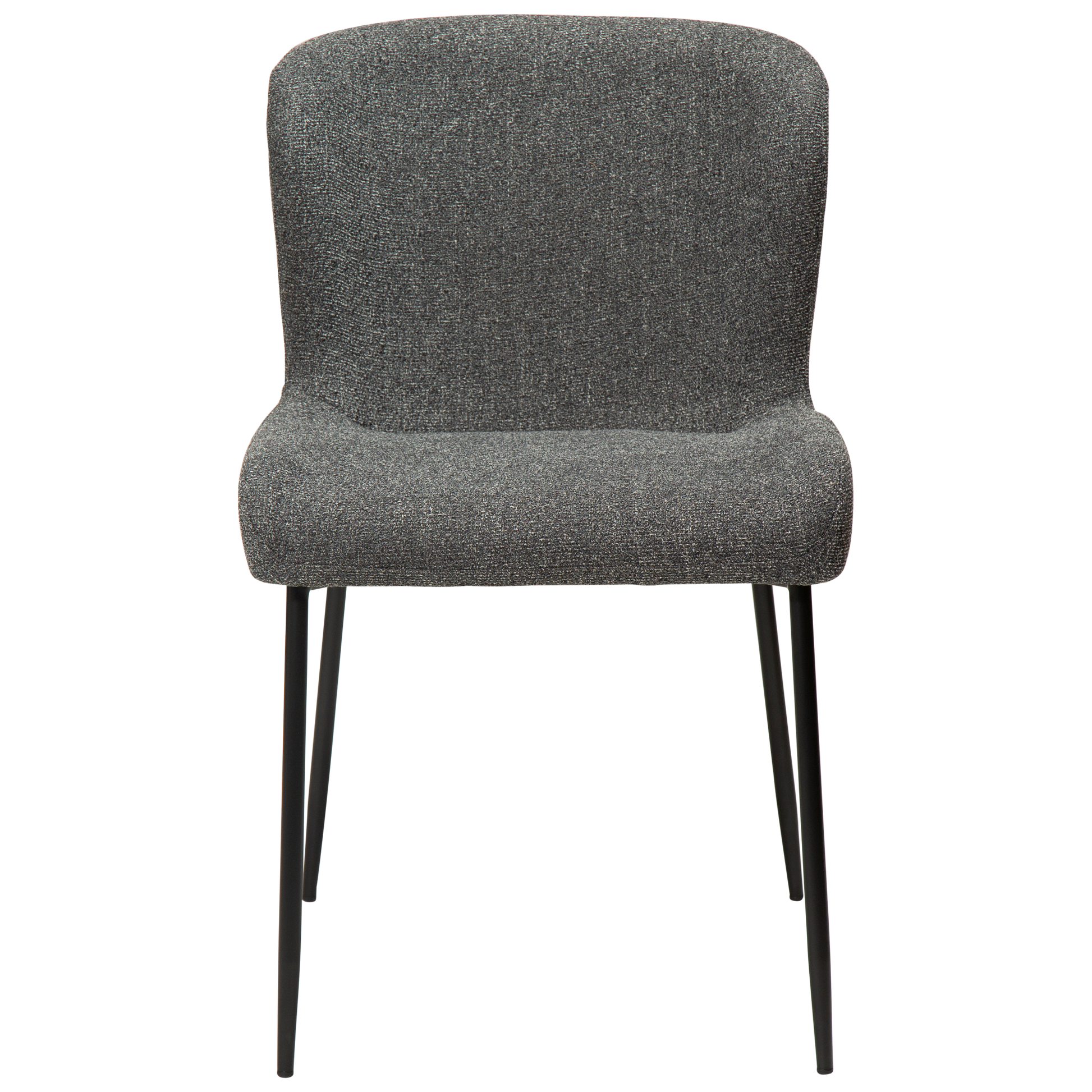 NORA pebble grey bouclé dining chair with black extended legs and curved seat by AK Interior Living
