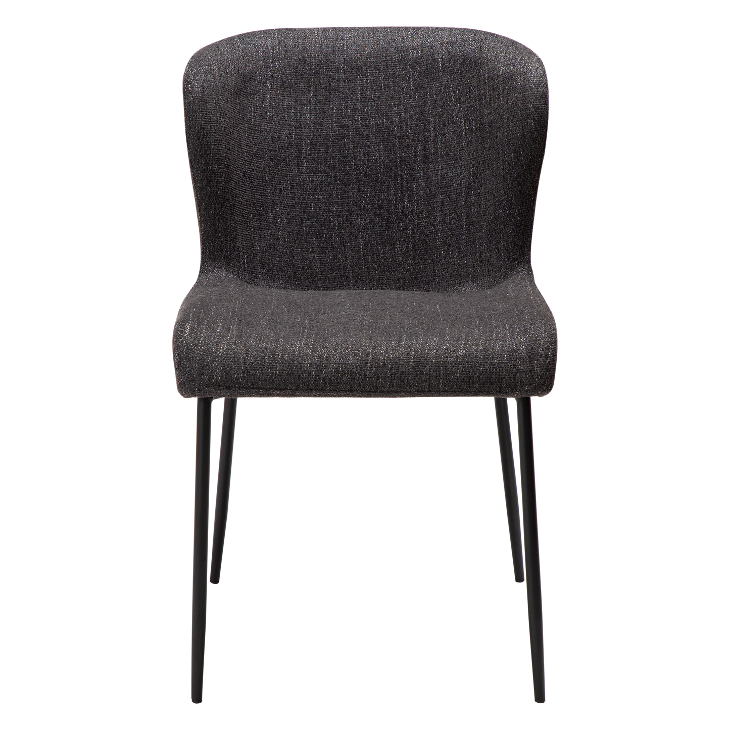 MORGAN raven black bouclé dining chair with black extended legs and softly curved seat by AK Interior Living