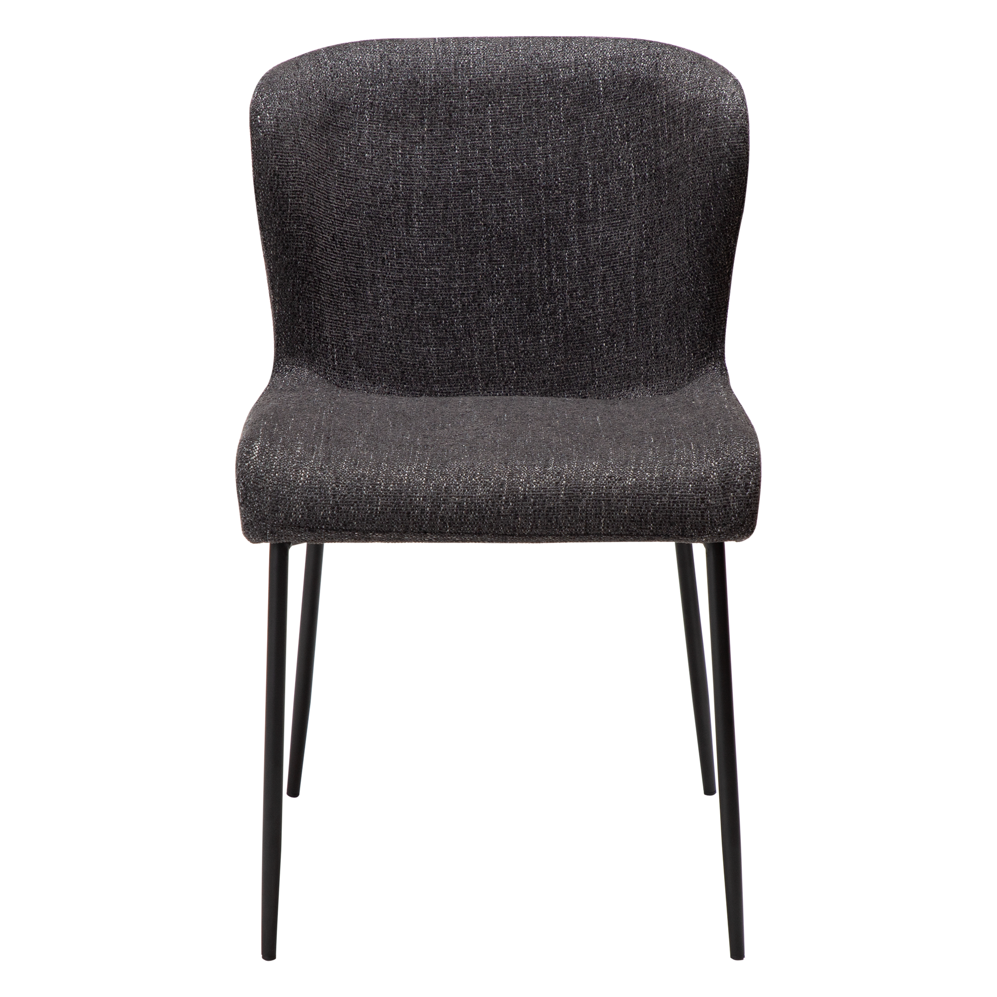 MORGAN raven black bouclé dining chair with black extended legs and softly curved seat by AK Interior Living
