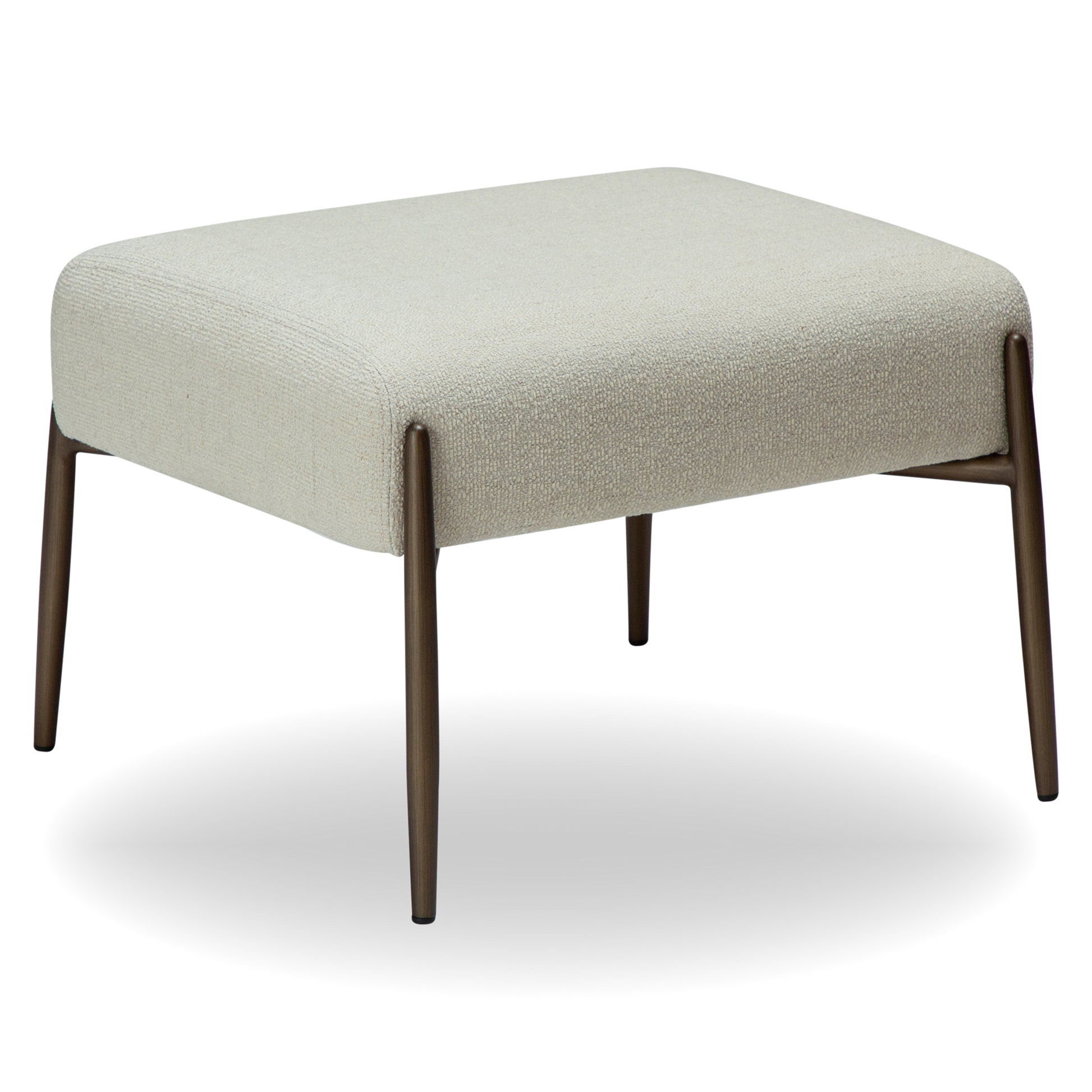 SALMA bone white bouclé footstool with antique brass legs from AK Interior Living