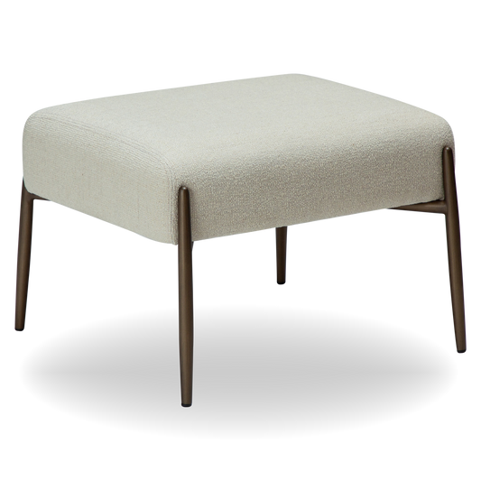 SALMA bone white bouclé footstool with antique brass legs from AK Interior Living