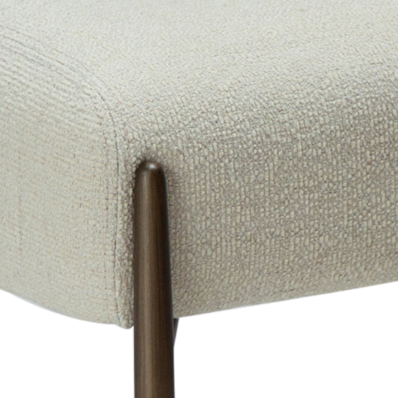 SALMA bone white bouclé footstool with antique brass legs from AK Interior Living