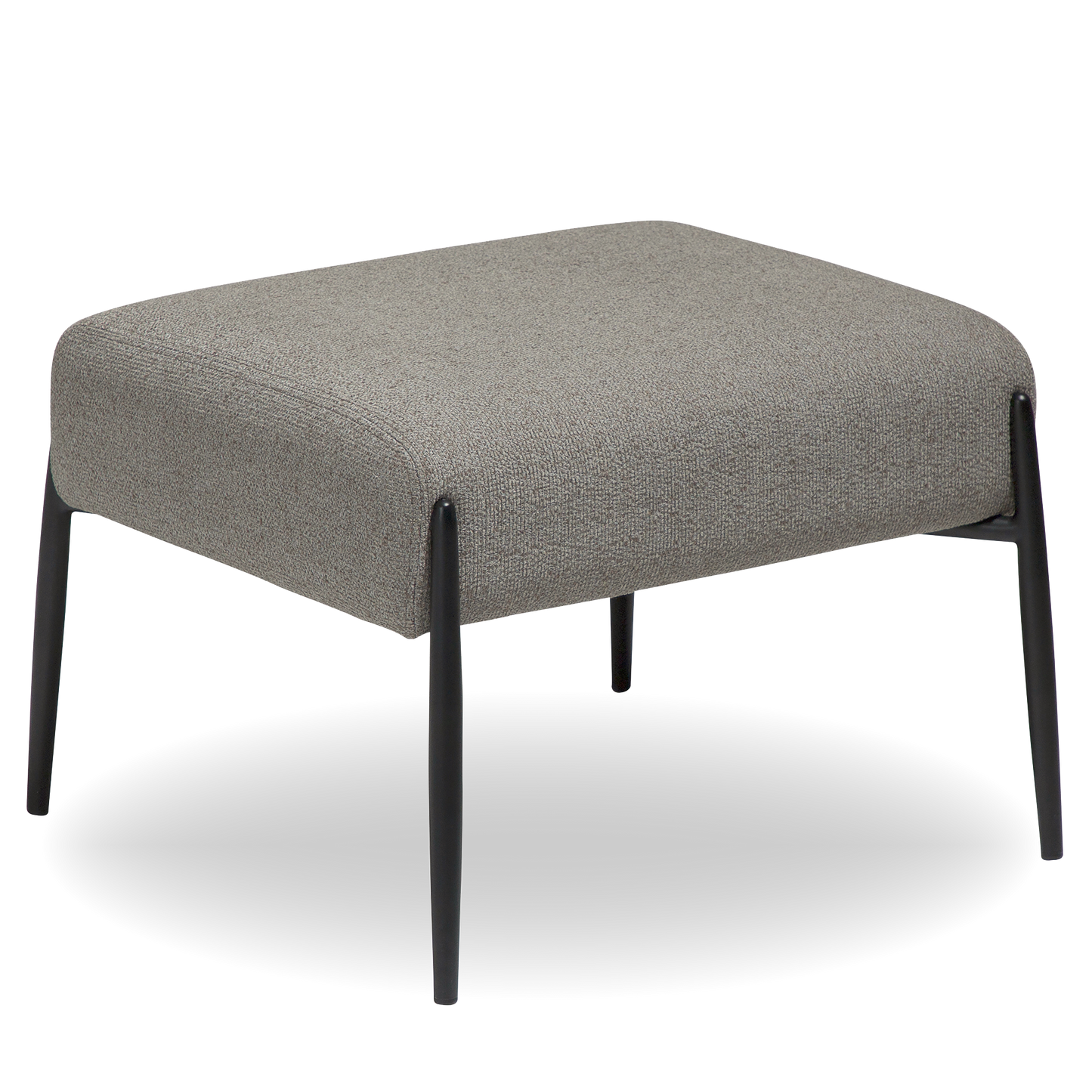 INDIA pebble earth bouclé footstool with black metal legs from AK Interior Living