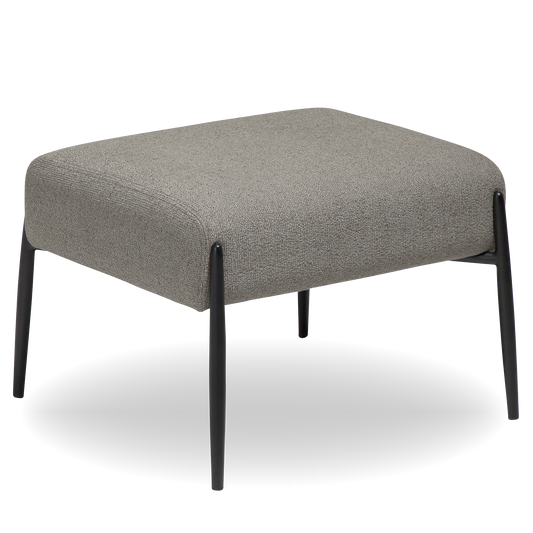 INDIA pebble earth bouclé footstool with black metal legs from AK Interior Living