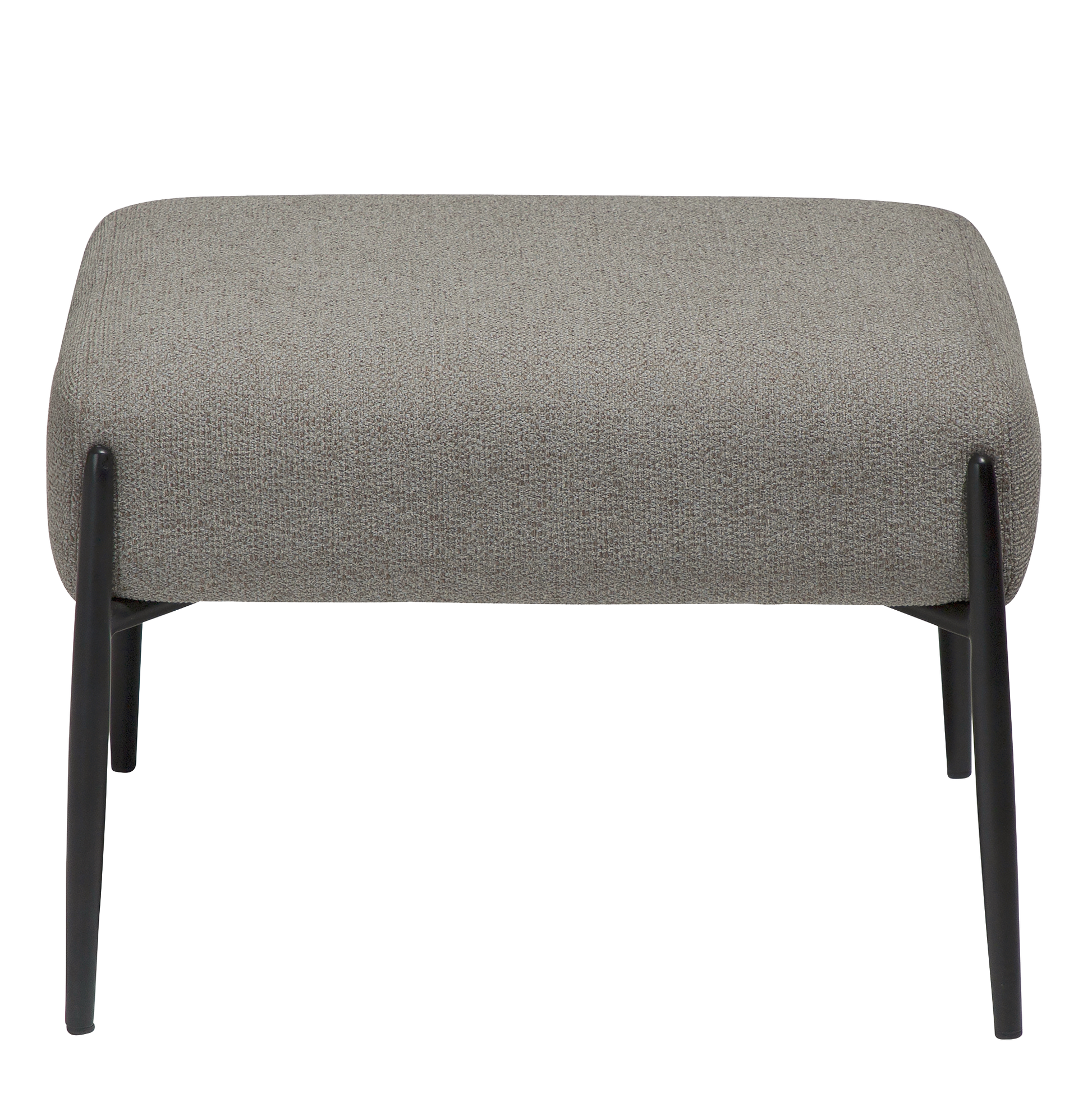 INDIA pebble earth bouclé footstool with black metal legs from AK Interior Living