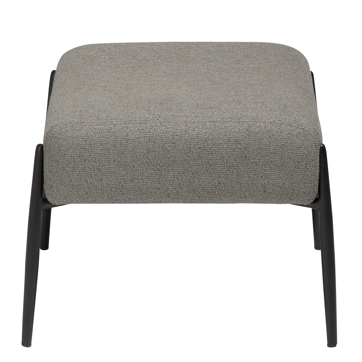 INDIA pebble earth bouclé footstool with black metal legs from AK Interior Living