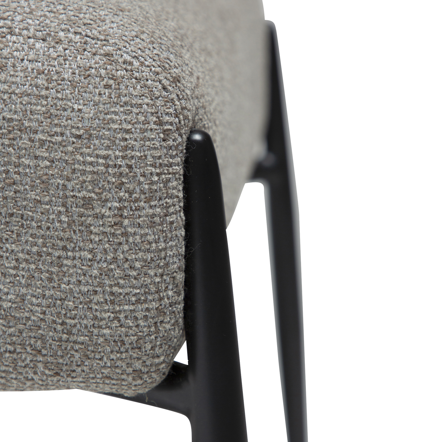 INDIA pebble earth bouclé footstool with black metal legs from AK Interior Living