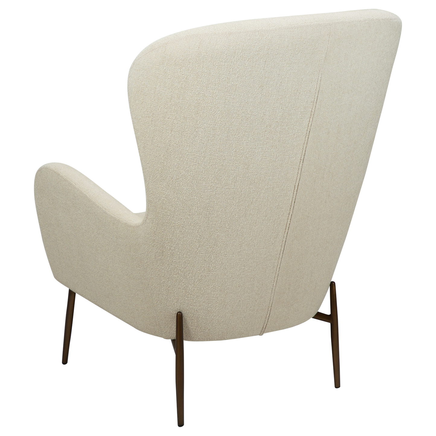 SALMA bone white bouclé wingback lounge chair with brass legs from AK Interior Living