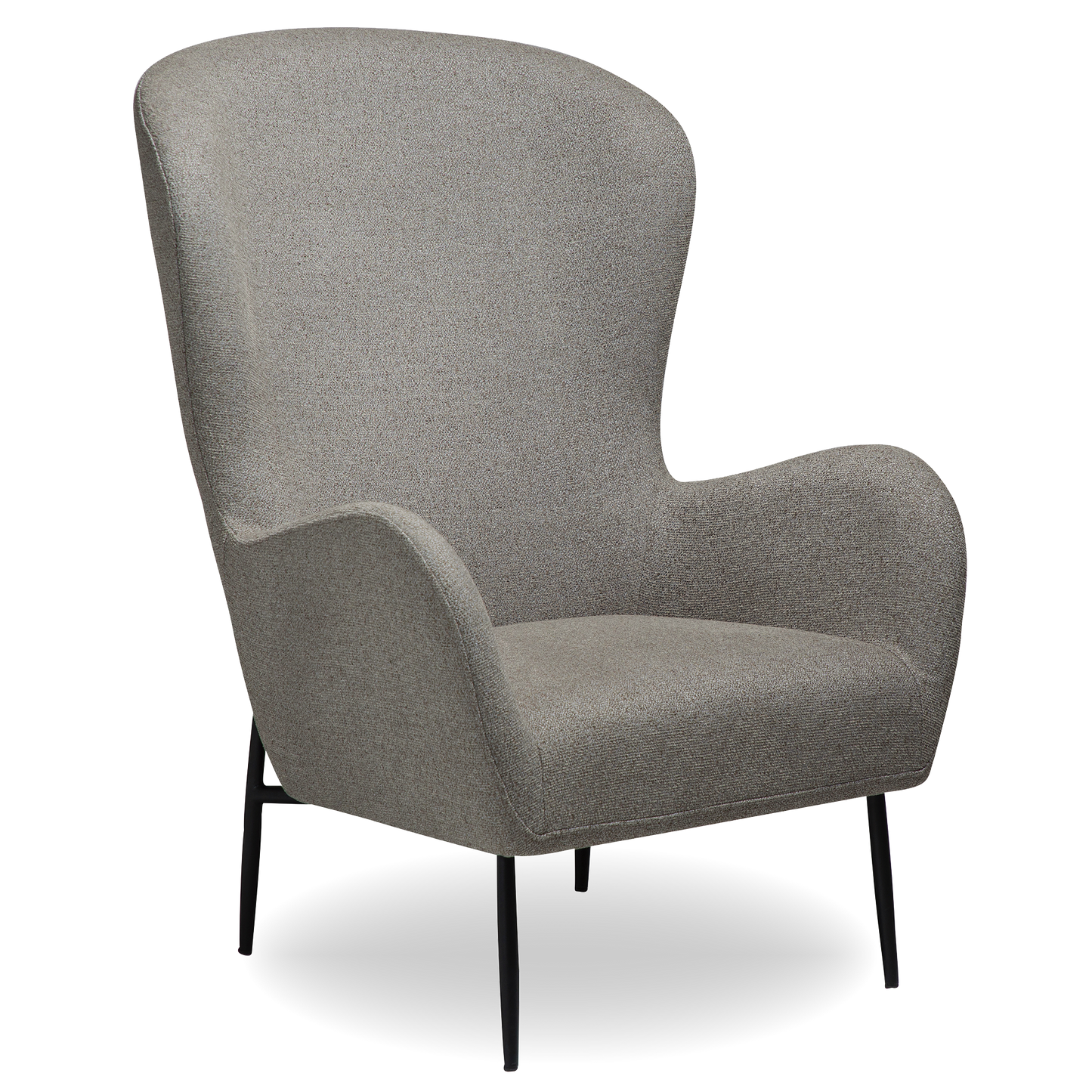 INDIA pebble earth bouclé high-back lounge chair with black metal legs by AK Interior Living