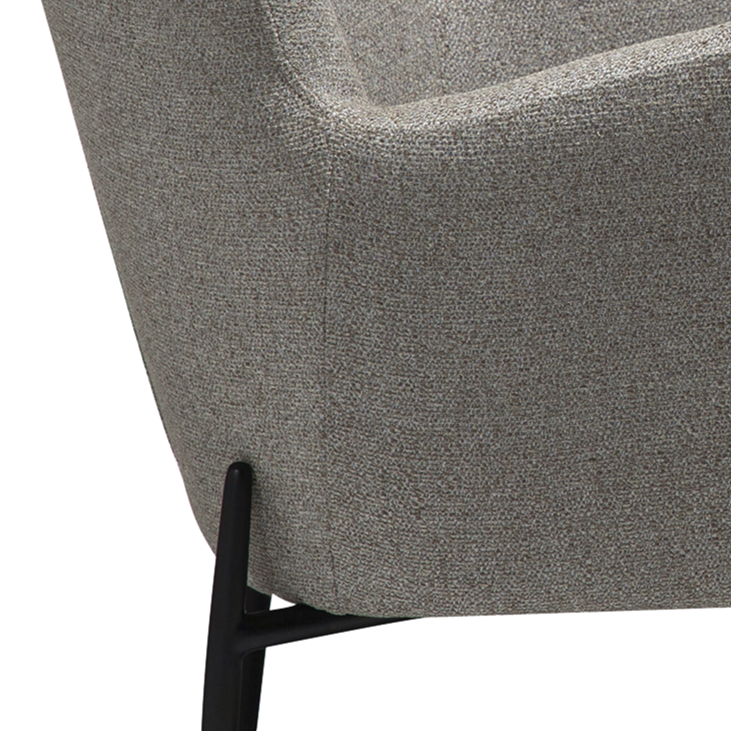 INDIA pebble earth bouclé high-back lounge chair with black metal legs by AK Interior Living