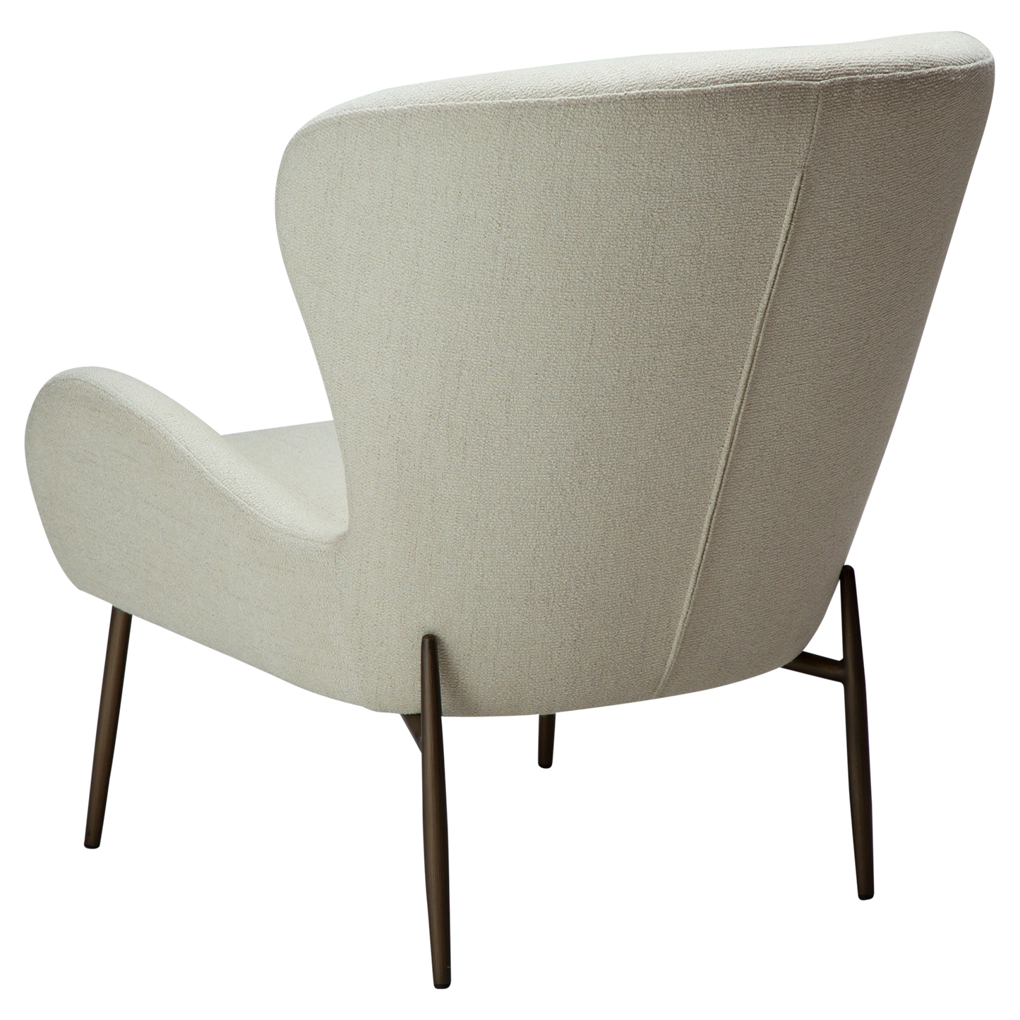 CARL bone white bouclé lounge chair with sculpted backrest and antique brass legs from AK Interior Living