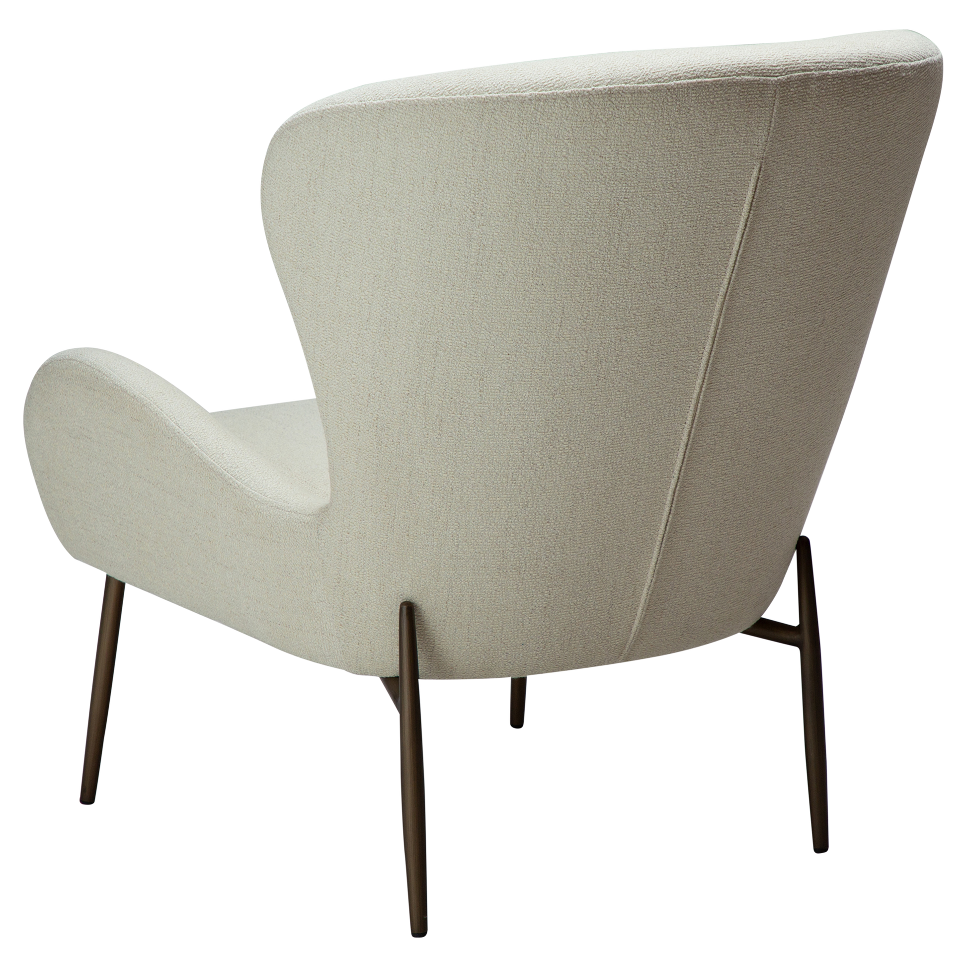 CARL bone white bouclé lounge chair with sculpted backrest and antique brass legs from AK Interior Living