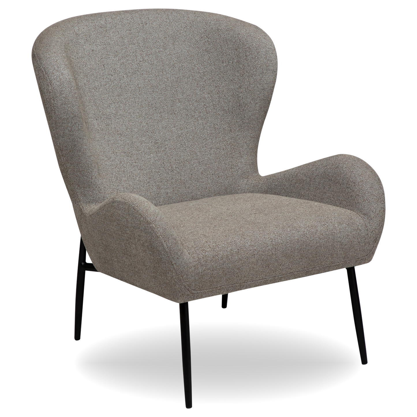 DONNA pebble earth bouclé lounge chair with curved backrest and black legs from AK Interior Living