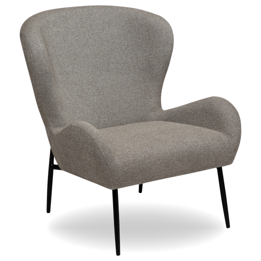 DONNA pebble earth bouclé lounge chair with curved backrest and black legs from AK Interior Living