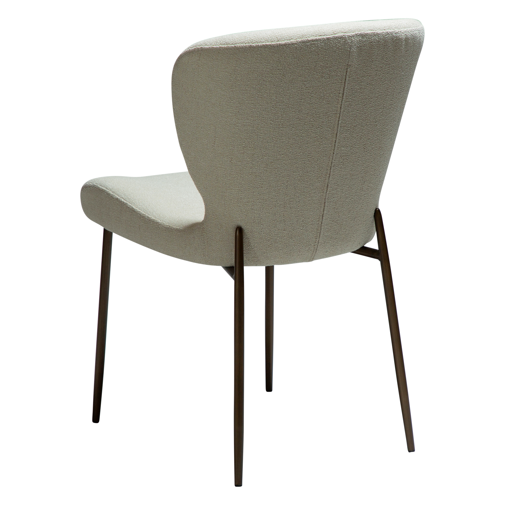 LELA bouclé dining chair with curved back and antique brass legs from AK Interior Living