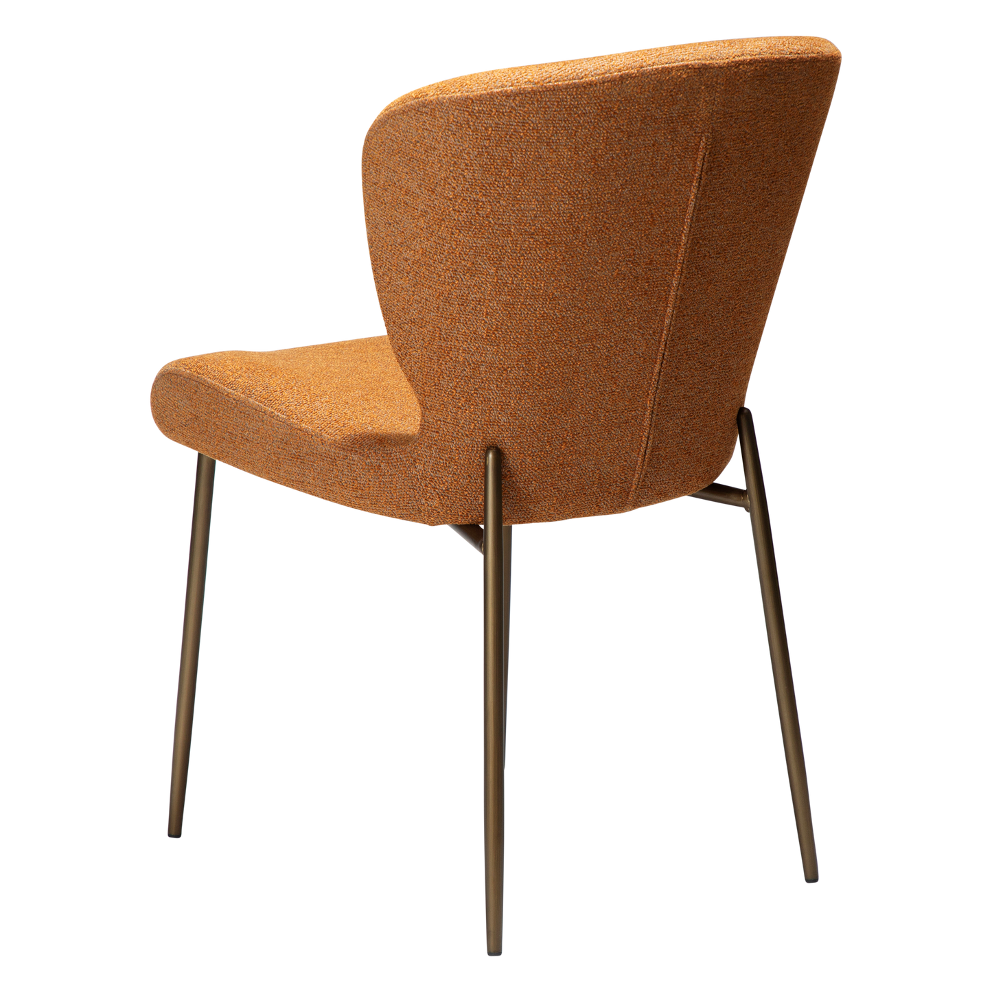 LELA bouclé dining chair with curved back and antique brass legs from AK Interior Living