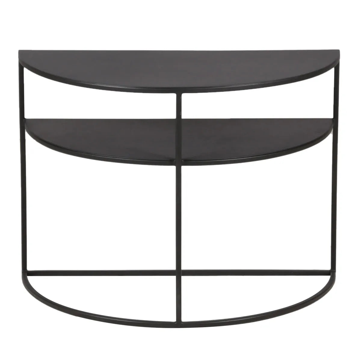 Carlota black semi-circular metal end table with two tiers – AK Interior Living