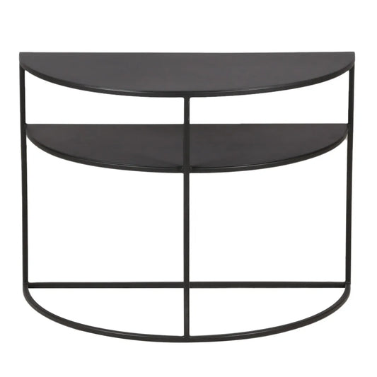 Carlota black semi-circular metal end table with two tiers – AK Interior Living