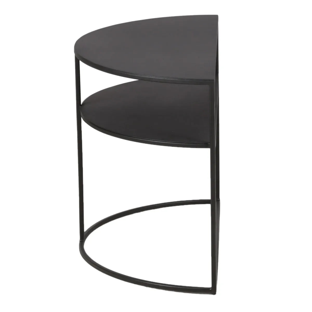 Carlota black semi-circular metal end table with two tiers – AK Interior Living
