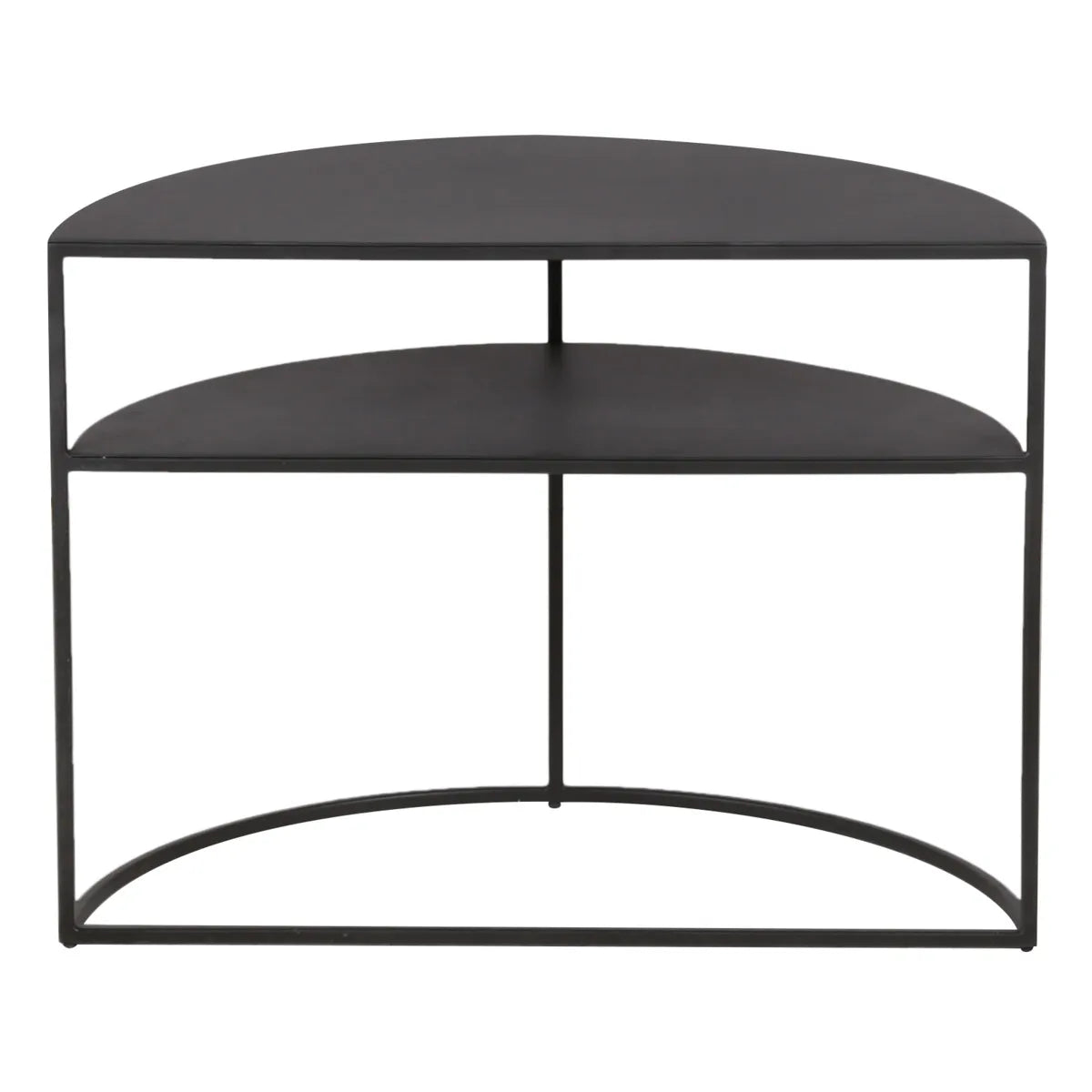 Carlota black semi-circular metal end table with two tiers – AK Interior Living