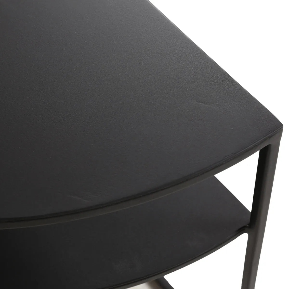 Carlota black semi-circular metal end table with two tiers – AK Interior Living