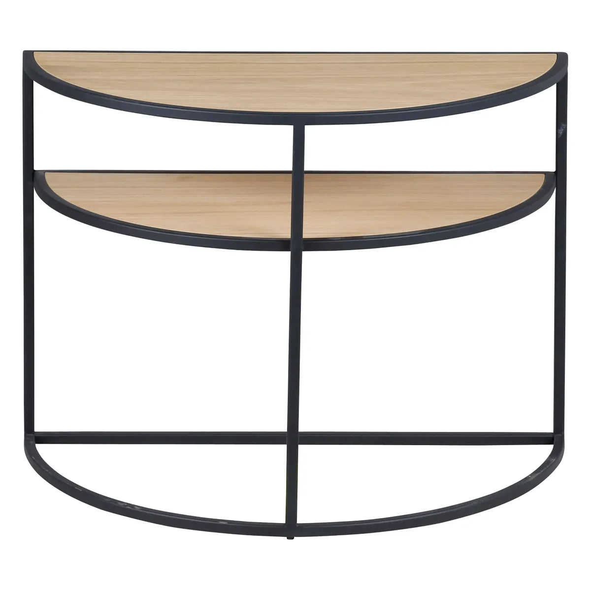 Cataleya natural oak and black metal half-moon side table – AK Interior Living