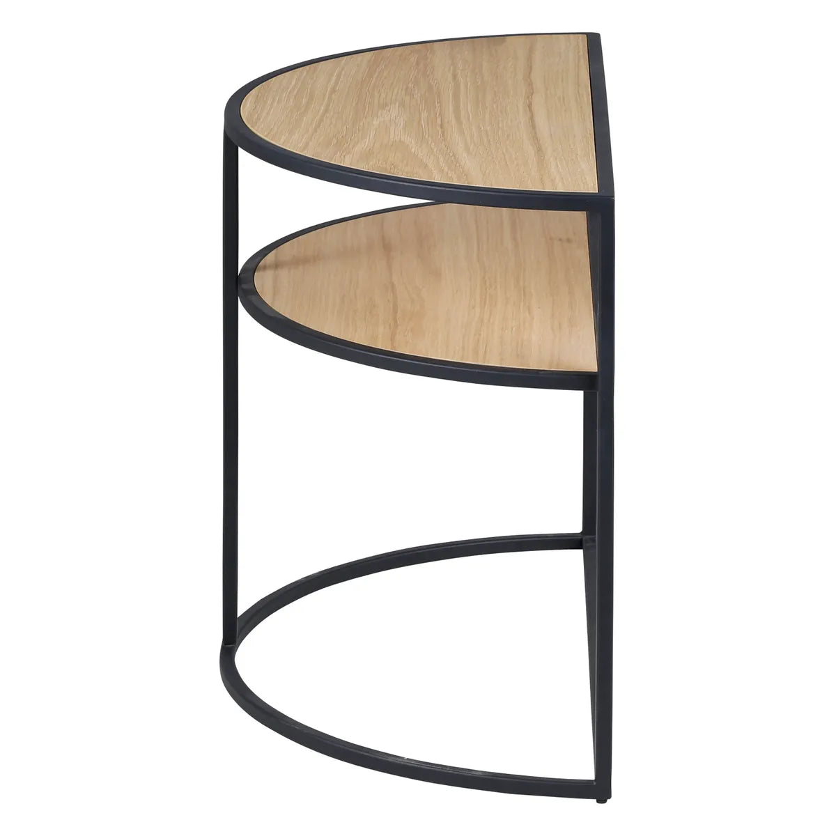 Cataleya natural oak and black metal half-moon side table – AK Interior Living