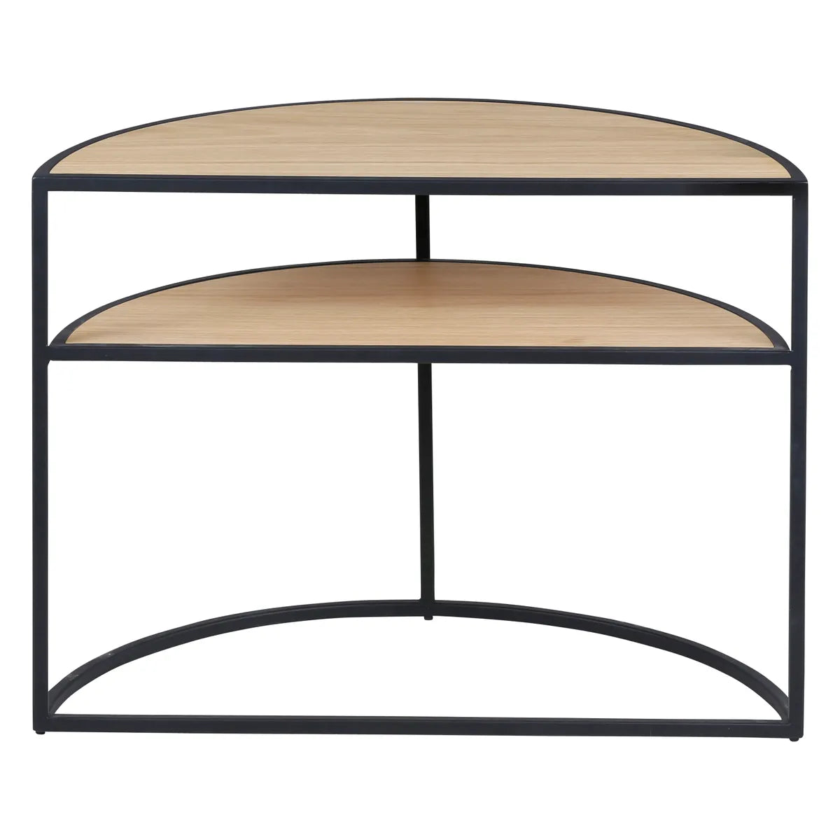 Cataleya natural oak and black metal half-moon side table – AK Interior Living