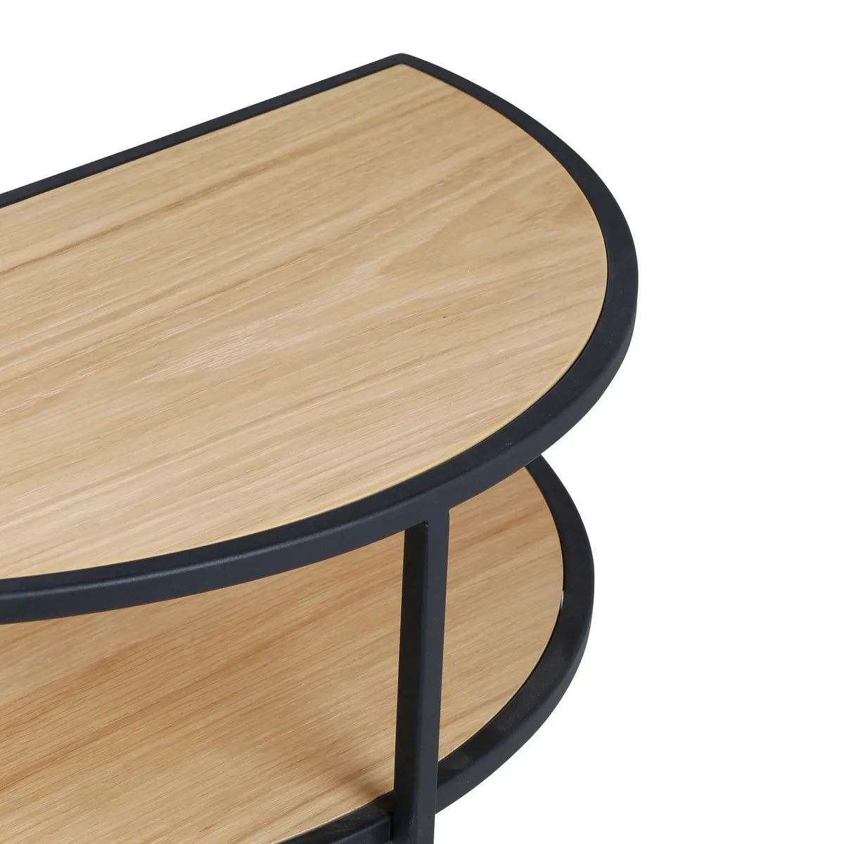 Cataleya natural oak and black metal half-moon side table – AK Interior Living