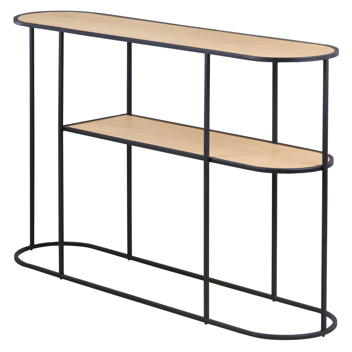 FIA console table with natural oak top and black metal frame, minimalist hallway furniture