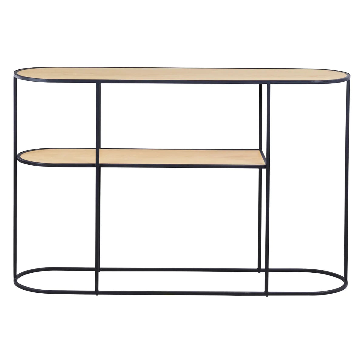 FIA console table with natural oak top and black metal frame, minimalist hallway furniture