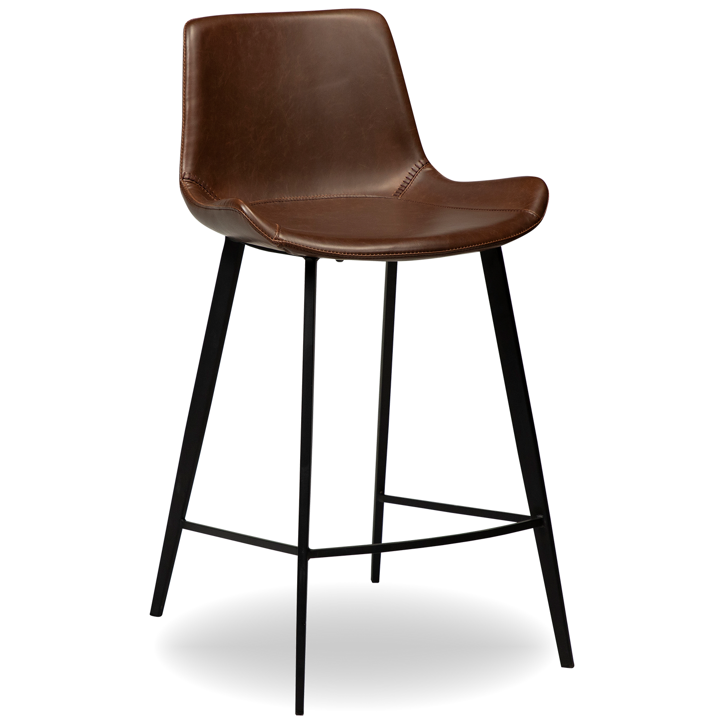 DASHA counter stool in vintage cocoa faux leather with black legs – AK Interior Living
