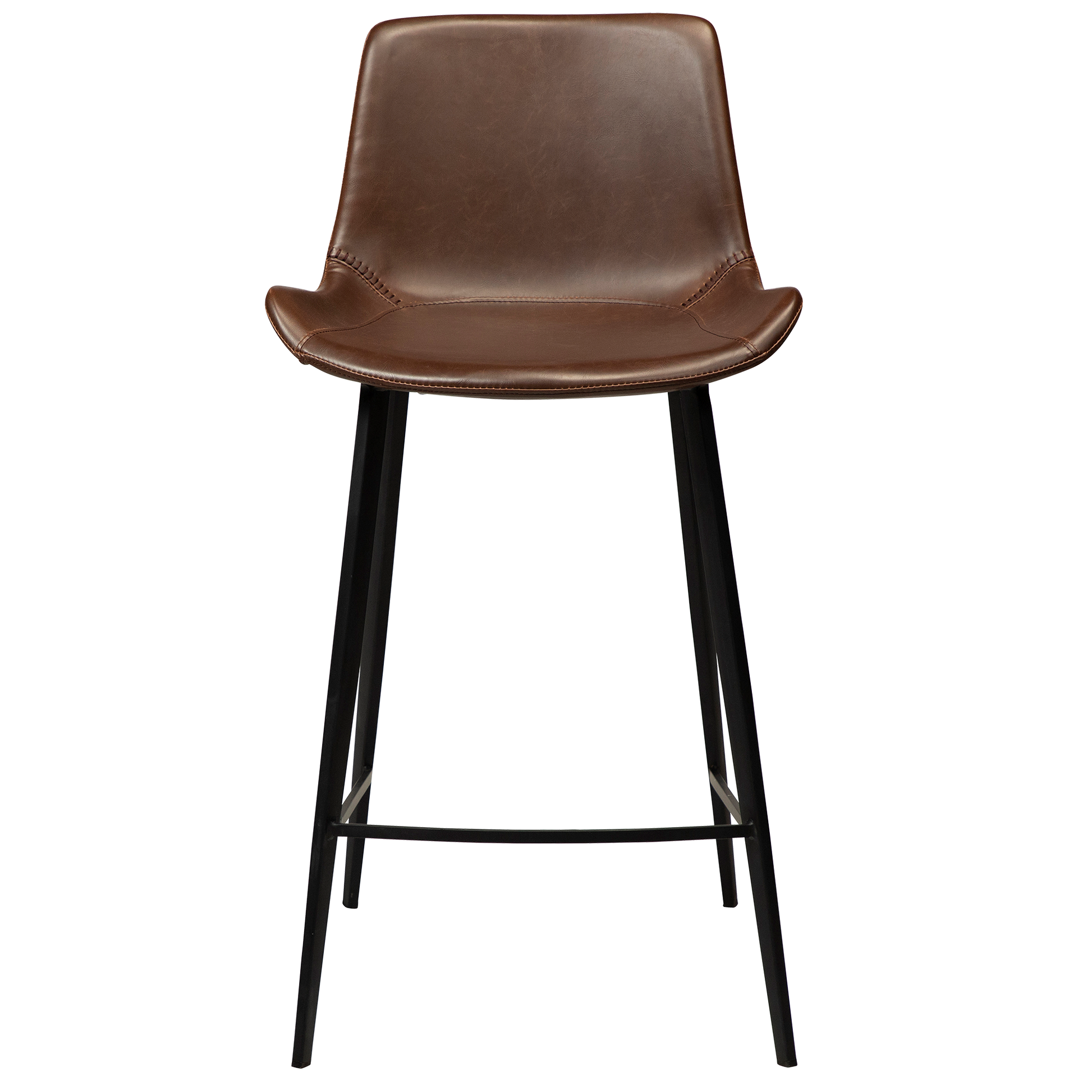 DASHA counter stool in vintage cocoa faux leather with black legs – AK Interior Living