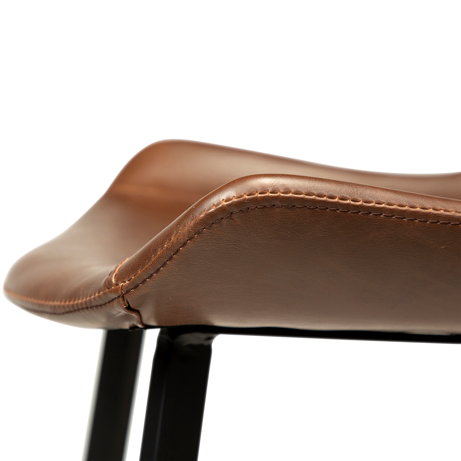 DASHA counter stool in vintage cocoa faux leather with black legs – AK Interior Living