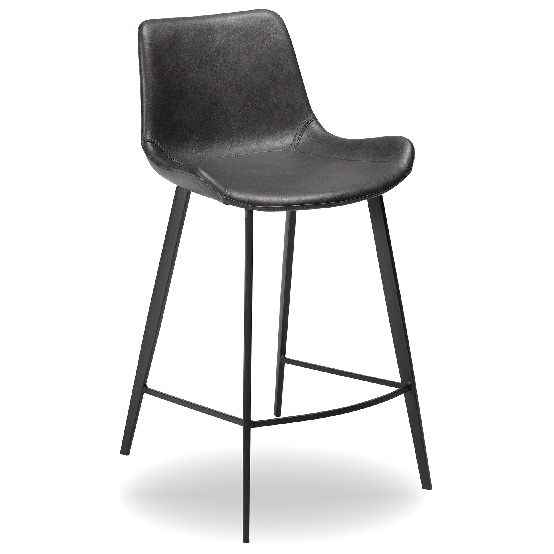 HUGH counter stool in vintage grey artificial leather with black legs – AK Interior Living