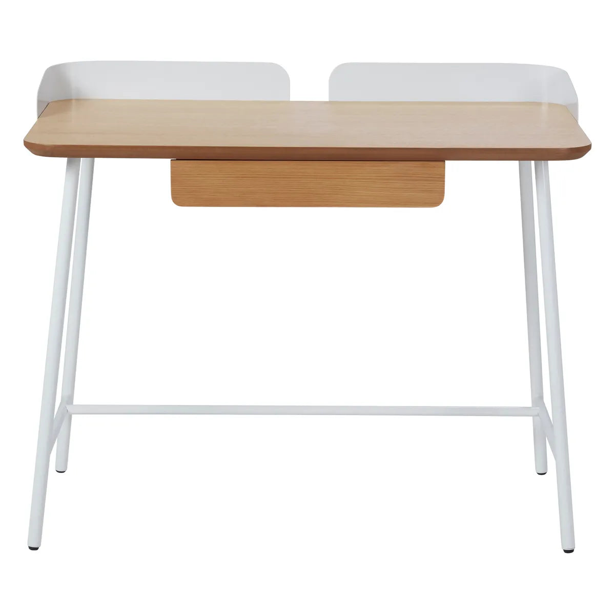 Luna compact 100cm natural wood and white metal desk with drawer – AK Interior Living
