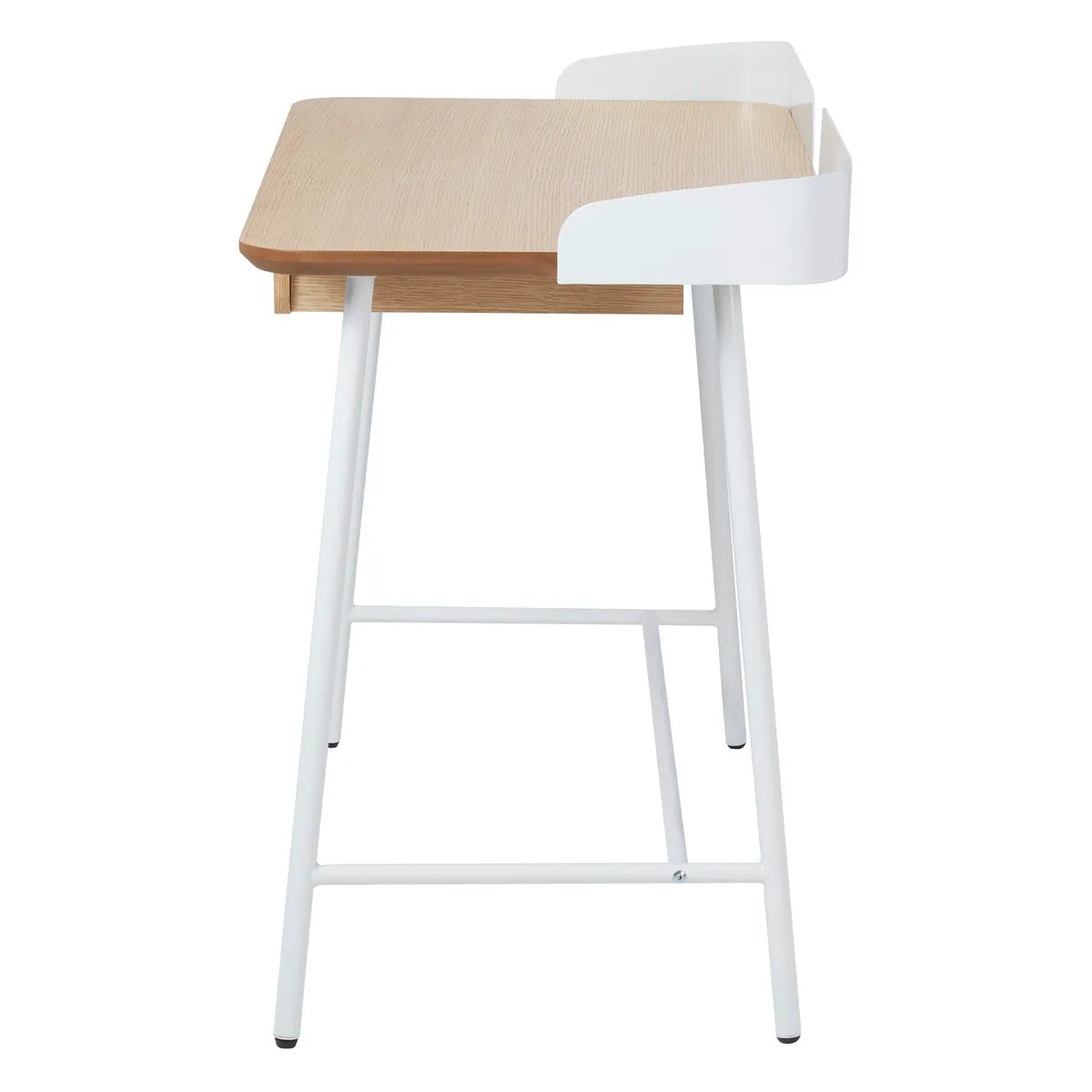 Luna compact 100cm natural wood and white metal desk with drawer – AK Interior Living