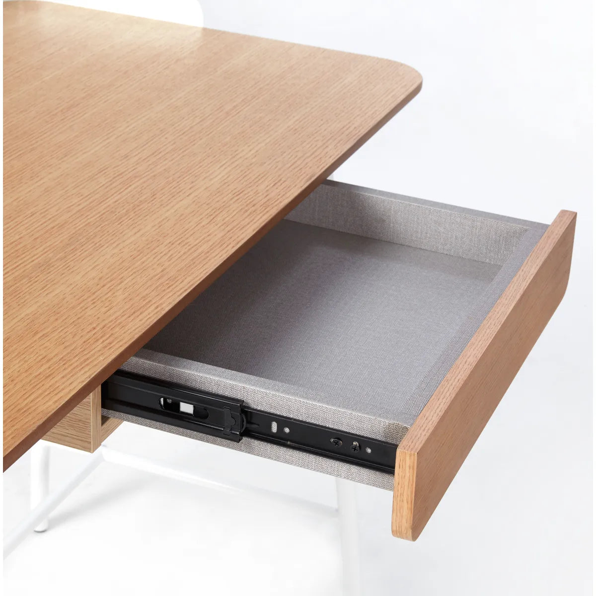 Luna compact 100cm natural wood and white metal desk with drawer – AK Interior Living