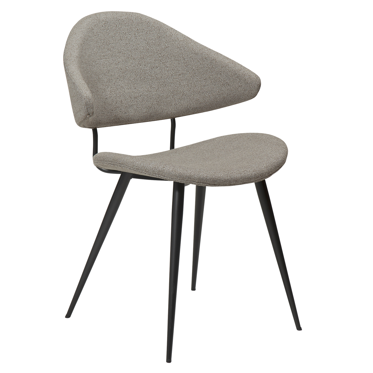 SELA boucle fabric dining chair with pointed backrest and black legs from AK Interior Living